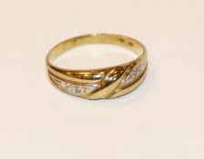 8 k Gelb- und Weißgold Ring, 1,38 gr., Gr. 54