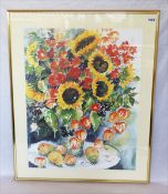 Aquarell 'Sommerblumen in Vase', signiert Alie Kruse-Kolk, niederländische Künstlerin, mit