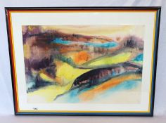 Aquarell 'Herbst', rückseitig mit Etikett Volker Lerche, 67, mit Passepartout unter Glas gerahmt,