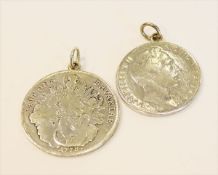2 gehenkelte Silber Taler, Bayern 1778, Madonnentaler, Maximilian III., und Maximilian II. König von