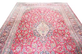 Teppich, Keshan, rot/bunt, 370 cm x 259 cm, Gebrauchsspuren