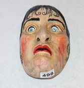 Holzlarve 'Frau', farbig bemalt, 22 cm x 15 cm