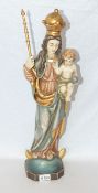 Holzskulptur 'Gekrönte Maria mit Kind', farbig gefaßt, berieben, H 55 cm