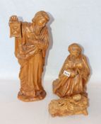 Holz Skulpturen 'Heilige Familie', gebeizt, H 10/46 cm