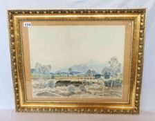 Aquarell 'Murnauer Moor', mit Passepartout unter Glas gerahmt, Rahmen bestossen, incl. Rahmen 56,5