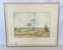 Aquarell 'Murnauer Moor', undeutlich signiert, mit Passepartout unter Glas gerahmt, Rahmen
