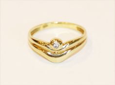 14 k Gelbgold Ring mit Diamant, Gr. 55, 2,2 gr.