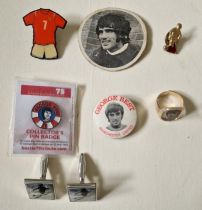 MANCHESTER UNITED GEORGE BEST BADGES, CUFF-LINKS & RING