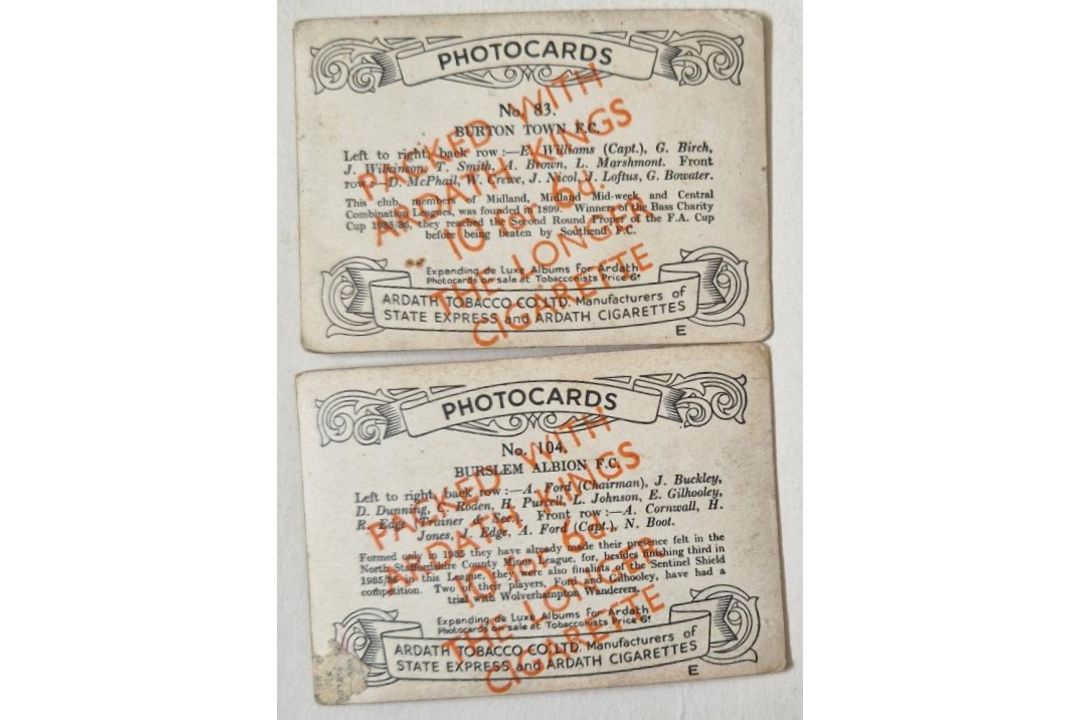 ARDATH CIGARETTES FOOTBALL PHOTOCARDS X 7 - Image 2 of 2