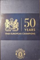 MANCHESTER UNITED 1968 EUROPEAN CUP WINNERS BOXED BADGE SET