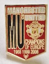 MANCHESTER UNITED CHAMPIONS OF EUROPE BADGE