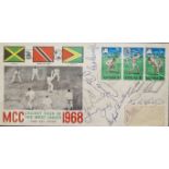 1968 MCC / ENGLAND TOUR TO WEST INDIES FULLY SIGNED CRICKET POSTAL COVER