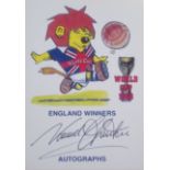 ENGLAND 1966 WORLD CUP SQUAD MEMBER NORMAN HUNTER SIGNED WORLD CUP WILLIE CARD