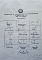 CRICKET 2003 INDIA 'A' TOUR TO ENGLAND OFFICIAL AUTOGRAPHED SHEET