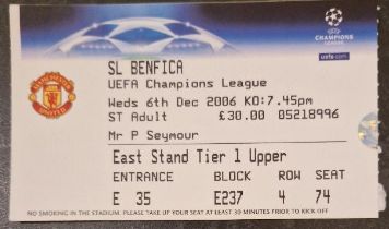 2006-07 MANCHESTER UNITED V SL BENFICA CHAMPIONS LEAGUE TICKET