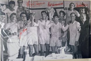 MANCHESTER UNITED 1966-67 CHAMPIONS PHOTO SIGNED BY ASTON, SADLER, CRERAND & STEPNEY