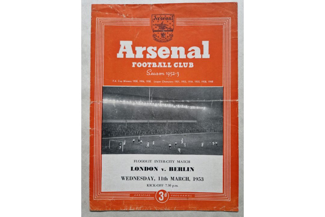 1952-53 LONDON V BERLIN FLOODLIT INTER-CITY MATCH PLAYED AT ARSENAL