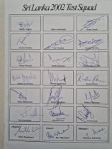 2002 SRI LANKA CRICKET TEST SQUAD AUTOGRAPHS