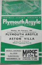 1960-61 PLYMOUTH ARGYLE V ASTON VILLA LEAGUE CUP 4TH ROUND REPLAY
