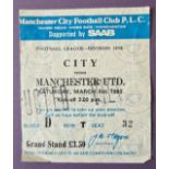 1982-83 MANCHESTER CITY V MANCHESTER UNITED TICKET