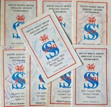 RUGBY UNION SNELLING SEVENS TOURNAMENT PROGRAMMES ALL MULTI AUTOGRAPHED