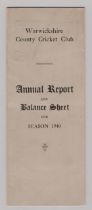 CRICKET - WARWICKSHIRE C.C.C. ANNUAL REPORT 1940