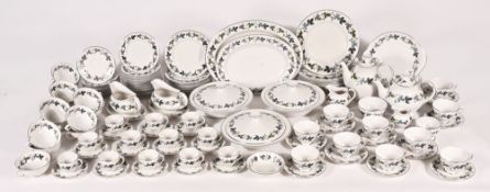 A Royal Worcester "Burgundy" floral decorated part tea and dinner service.