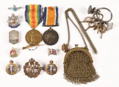 A Border Regiment silver and enamelled brooch, with battle honours marked sterling, a 1948 London