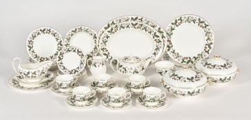 Wedgwood Strawberry Hill patterned dinner service, comprising ashettes, teacups, saucers, teapot,