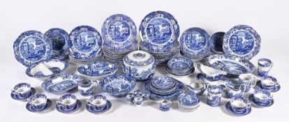 Spode blue and white Italian pattern dinner service, new and old, some marked "dishwasher safe",