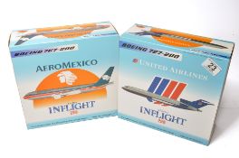 A duo of diecast model aircraft 1/200 scale issues comprising 1) Inflight 200 Aero Mexico Boeing
