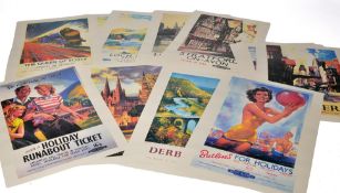 A selection of vintage Railway holiday / vacation posters - reprints.