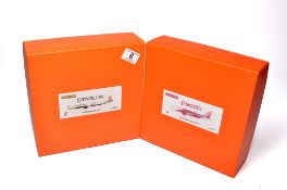 A duo of diecast model aircraft 1/200 scale issues comprising 1) Peach Airbus A320neo, 2) Starlux