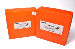 A duo of diecast model aircraft 1/200 scale issues comprising 1) Lufthansa Airbus A320, 2) Lufthansa