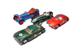 A group of 4 x Scalextric cars including examples of the Aston Martin DB4 and Ferrari 250.