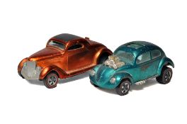 A duo of Hot Wheels Redline Models comprising Ford Coupe and Custom Volkswagen. Very good and fair