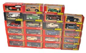A large collection of Solido 1/43 diecast model vehicles in original boxes. The majority are