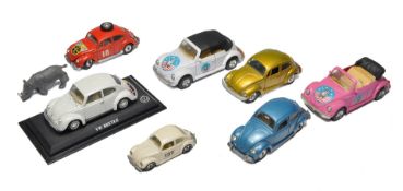 A small selection of diecast Volkwagen Beetle models including issues from Matchbox, GAMA, Corgi and