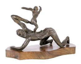 LEON UNDERWOOD [1890-1975] Father and Son, 1963. bronze, edition of 7; signed. 34 cm long.