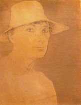EDGAR HOLLOWAY [1914-2008] Self Portrait, 1984. etching plate. 20 x 16 cm. Provenance: artist's