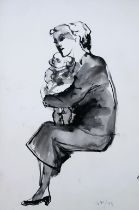 GEORGE FULLARD R.A. [1923-73] Mother and Child, 1949. ink and wash on board; signed and dated. 37