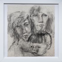 GEORGE FULLARD R.A. [1923-73] Family, 1955. charcoal on paper; signed and dated. 36 x 34 cm. Framed.