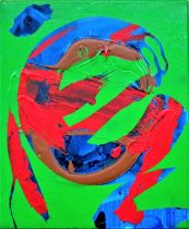 MAURICE COCKRILL R.A. [1936-2013] Green Abstract, 1997. oil on canvas; signed. 30 x 30 cm.