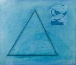 PRUNELLA CLOUGH [1919-99] Blue Triangle. gouache and watercolour; signed. 31 x 36 cm - frame 45 x 50