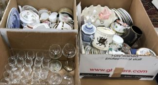 Two boxes of assorted china wares to include a quantity of assorted Spode,