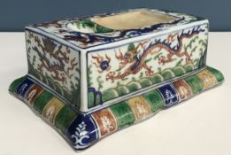A Chinese famille verte ink block,
