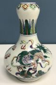 A Chinese polychrome decorated gourd shaped vase,