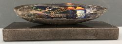 A Kosta Boda sand cast art glass boat sculpture designed by Bertil Vallien for Kosta Boda,