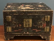 A lacquered Chinese table top cabinet,