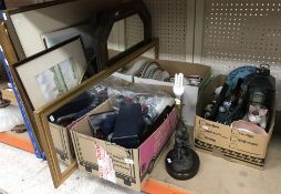 A box containing assorted sundry china wares to include a Poole Twin Tone shell ornament,